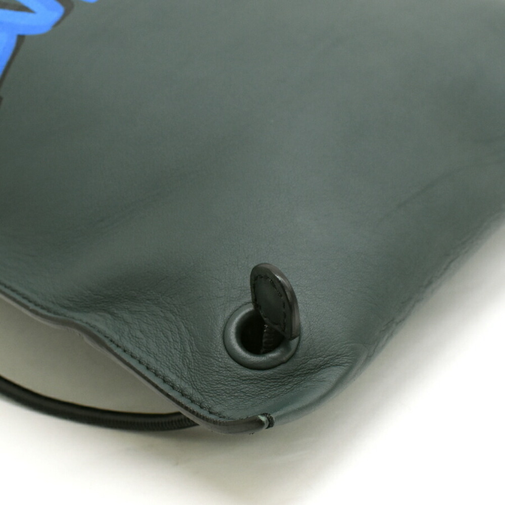 Burberry Graffiti Bonded Leather Drawcord Backpack Green - Picture 5 of 9